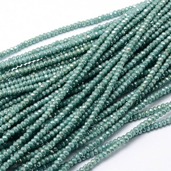 Faceted Rondelle Full Rainbow Plated Electroplate Glass Beads Strands