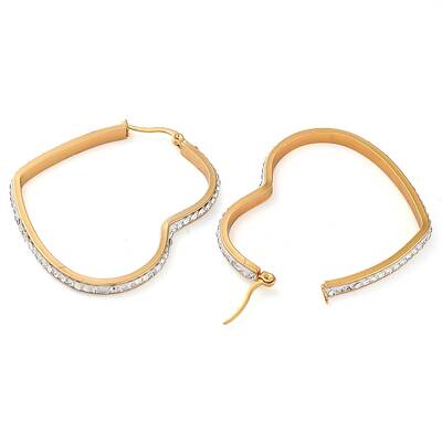 304 Stainless Steel Heart Hoop Earrings