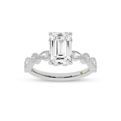 Zenith Emerald Cut Lab Grown Diamond Engagement Ring | 14K White Gold 2 3/4 CT. TW.