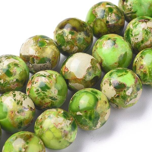 Assembled Synthetic Turquoise and Imperial Jasper Beads Strands
