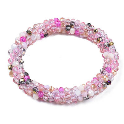 Glass Beaded Crochet Stretch Bracelet