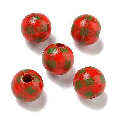 Printed Wood European Beads