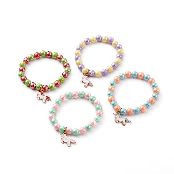 Opaque Acrylic Beads Stretch Bracelet for Kids