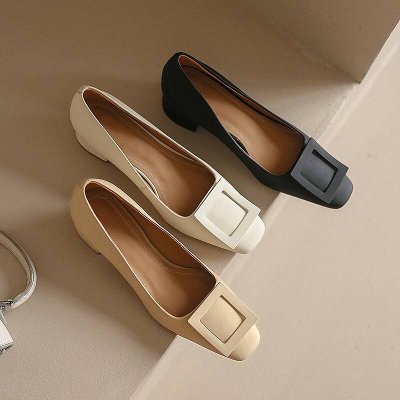 CHIKO Weronika Square Toe Block Heels Pumps Shoes