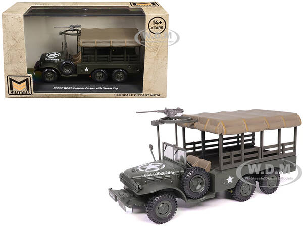Dodge WC63 Weapons Carrier with Canvas Top Olive Drab United States Army 1/43 Diecast Model by Militaria Die Cast