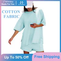 Women Lounge Sets Short Sleeve Cute Tops Shorts Plus Size 2 Piece Outfits Summer Maternity Pj Set Cozy Lounge Wear