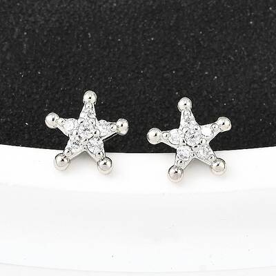 Brass Micro Pave Clear Cubic Zirconia Stud Earrings