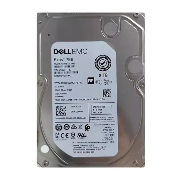 00N660 Dell 8TB 12Gb/s SAS 7200 3.5-Inch Hard Drive