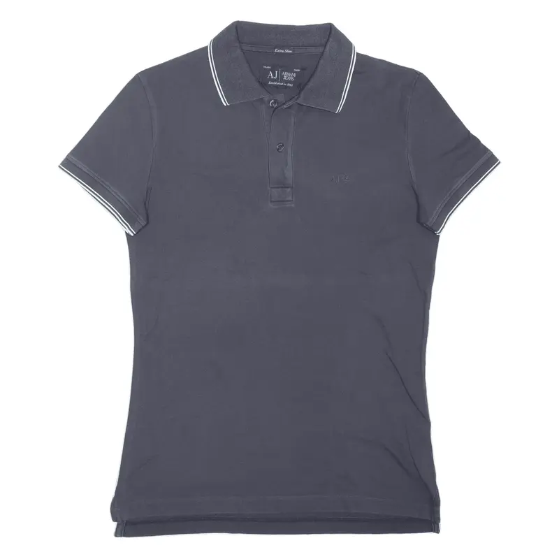 ARMANI Extra Slim Polo Shirt Grey Short Sleeve Womens L