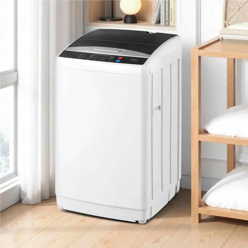 ROVSUN 17.8/25LBS Portable Washing Machine, Full-Automatic Electric Laundry Machine with Stainless Steel Drum, 110V Compact W...