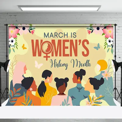 Floral March Is Womens History Month Party Backdrop - Aperturee