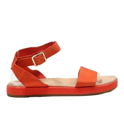 CLARKS Strappy Sandals Orange Synthetic Womens UK 4.5