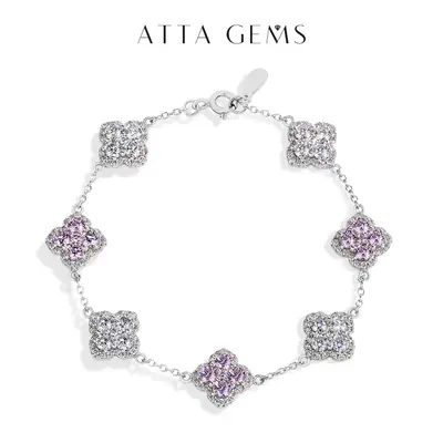 Synthetic Moissanite Bracelet Blue Zircon Pink Zircon Colorful Luxury Jewelry for Women Girls Engagement Birthday Springtok ...