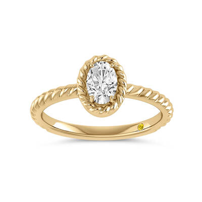 Soleil Lab Grown Solitiare Oval Shaped Diamond Ring | 14K Yellow Gold 4 CT. TW.