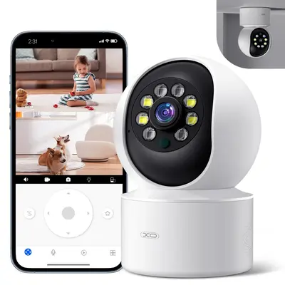 XO 2K Smart Home Security Camera Indoor, Baby Monitor Pet Camera 360-Degree for Home Security,1080P HD Dog-Camera with Night ...