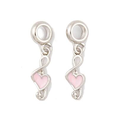 Rack Plating Alloy Pink Enamel European Dangle Charms