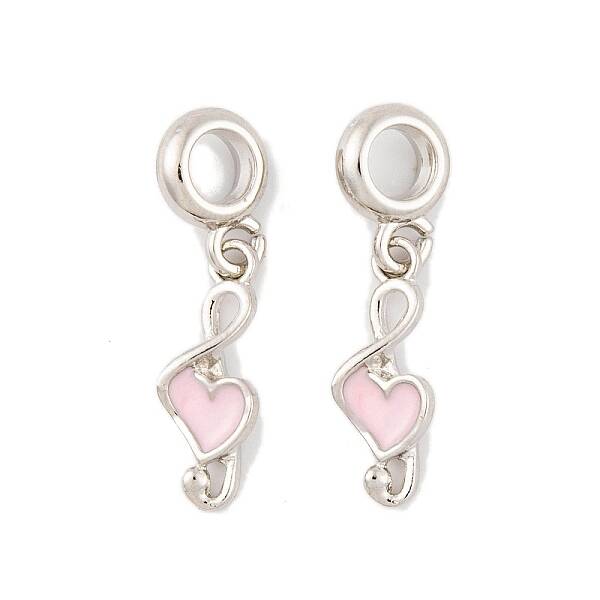 Rack Plating Alloy Pink Enamel European Dangle Charms