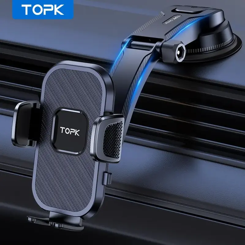 TOPK Car Phone Holder, Adjustable Horizontally & Vertically Cell Phone Holder for Dashboard, Universal Car Phone Navigation B...
