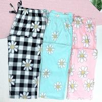Summer Red 3 PCS Set Per Pack Women's Soft Drawstring Elastic Waist Loose Cute Cartoon Floral Plaid Knit Causal Long Sleeping...