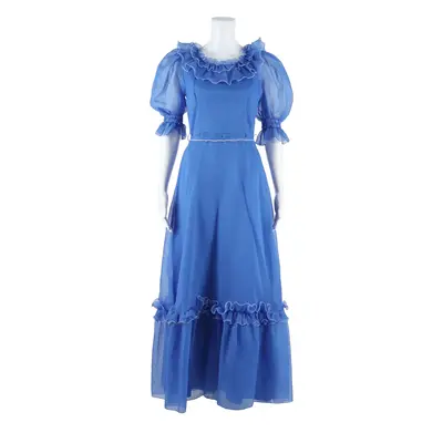 Belted Womens Day Dress Blue Long S