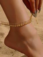 Women's Elegant Water Drop Design Anklet, Boho Style Tassel Decor Anklet for Beach Party Vacation, Fashion Accessories for Da...