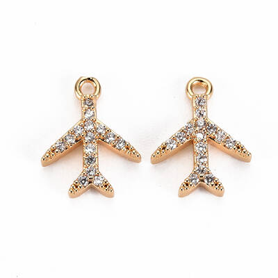 Brass Micro Pave Clear Cubic Zirconia Charms