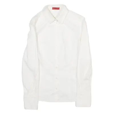 HUGO BOSS Womens Plain Shirt White Long Sleeve XXS