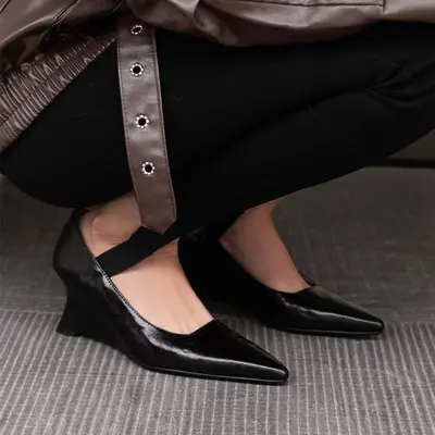 CHIKO Bennett Pointy Toe Wedge Pumps Shoes