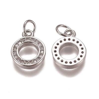Brass Micro Pave Clear Cubic Zirconia Charms