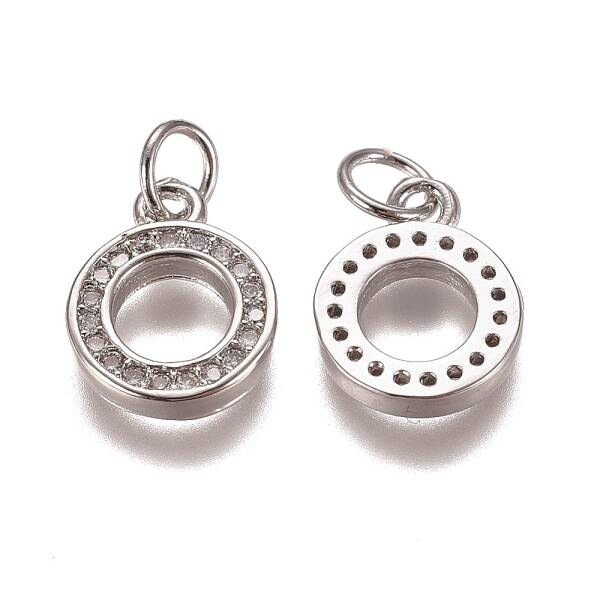 Brass Micro Pave Clear Cubic Zirconia Charms