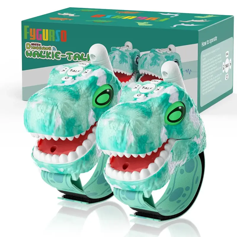 Fygurso Dinosaur Walkie Talkies for Kids, 3280 Ft 3 Channel Two-Way Walkie Talkies Dinosaur & Spider 2 Pack Audio Spy Device ...