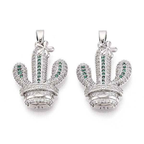 Brass Micro Pave Cubic Zirconia Pendants