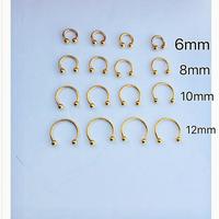 16g gold color horseshoe, hoop ring, tragus helix cartilage conch daith lip septum ball end