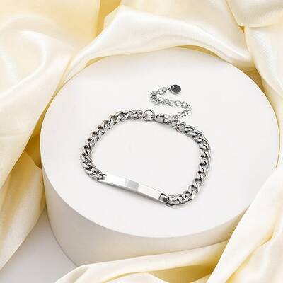 304 Stainless Steel Curb Chains Link ID Bracelets