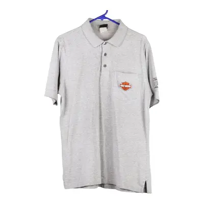 M&S, Chamersburg, PA Harley Davidson Polo Shirt - Large Grey Cotton