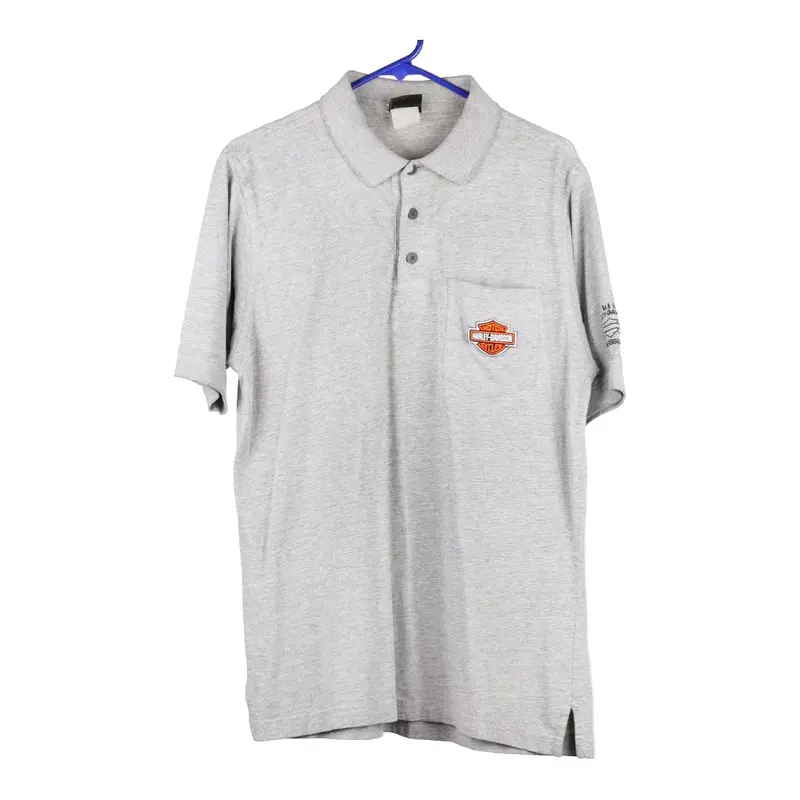 M&S, Chamersburg, PA Harley Davidson Polo Shirt - Large Grey Cotton