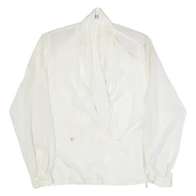 JAEGER Womens Blouse Cream V-Neck Long Sleeve M