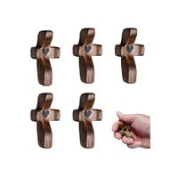 20 Pcs Cross My Heart, Encouragement Gift Small Wooden Cross Handheld Pocket Cross With Mesh Bag Fingertip Stress Relief Reli...