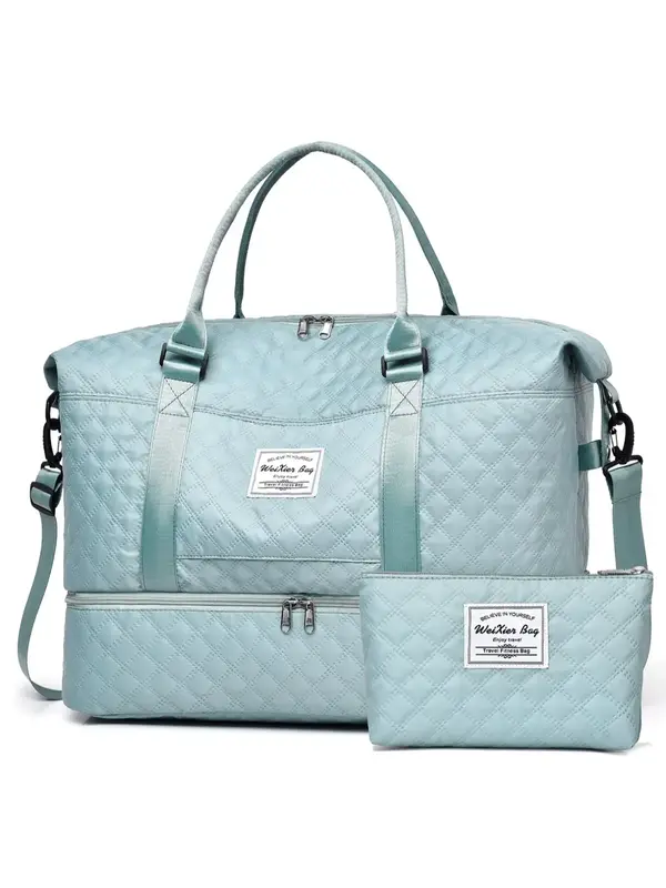 Women's Lightweight Make Up Bag & Large Capacity Sports Bag Set, Casual Trendy Versatile High-quality Daily Travel Bag, Girl ...