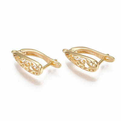 Brass Hoop Earring Findings with Latch Back Closure