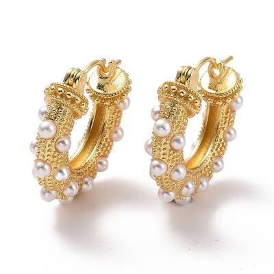 Plastic Pearl Beaded Hoop Earrings