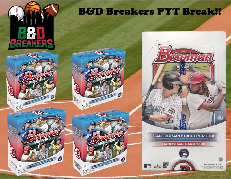 1x 2025 Bowman hobby box & 4x 2025 Bowman Mega boxes - PYT break - 5 total boxes - 250604-1