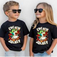 Youth and Adult shirt Chicken Jockey T-Shirt, Gift for Game Lover Chicken, Minecraft Quirky Cotton Graphic Tees, Hilarious Ga...