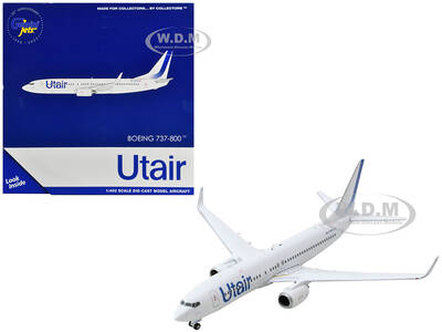 Boeing 737-800 Commercial Aircraft Utair White with Blue Tail Stripes 1/400 Diecast Model Airplane by GeminiJets