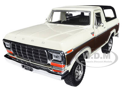 1978 Ford Bronco Ranger XLT with Spare Tire Cream and Brown with Black Camper Shell Timeless Legends Series 1/24 Diecast Mo...