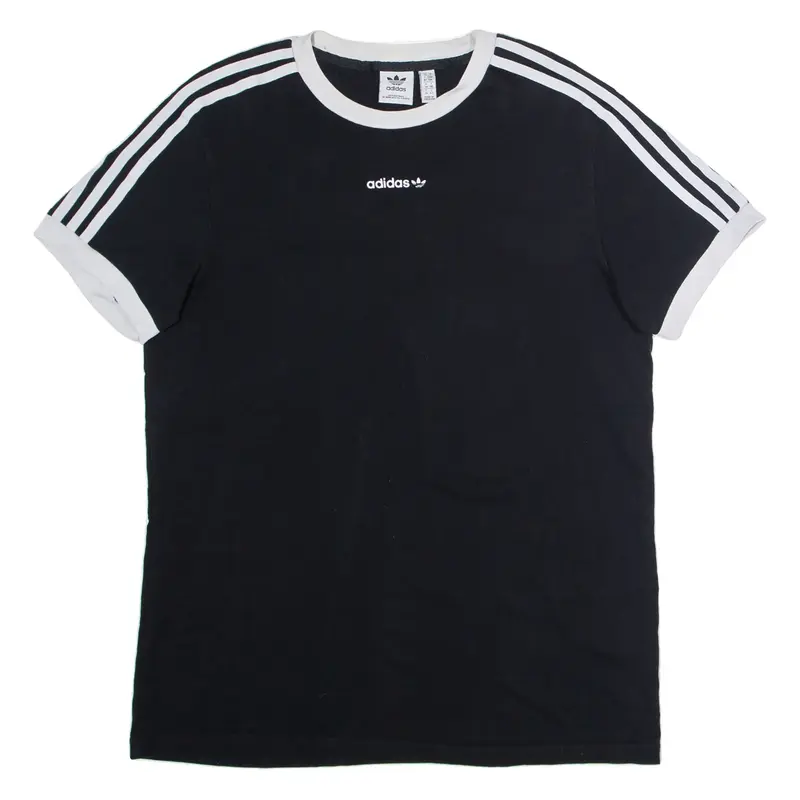 ADIDAS ORIGINALS Womens T-Shirt Black Crew Neck UK 10