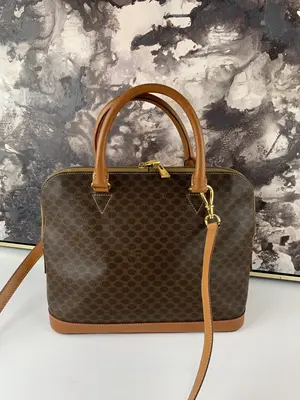 Pre-owned Celine canvas and leather tote bags MAcadam Tote Bag with Strap