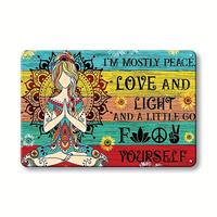 I'M MOSTLY PEACE AND LIGHT Vintage Letter Pattern Metal Tin Sign, 1 Count Wall Hanging Decorative Plaque, Wall Art for Home L...