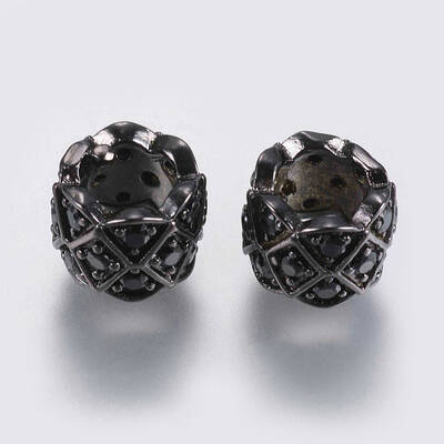 Brass Micro Pave Cubic Zirconia Beads