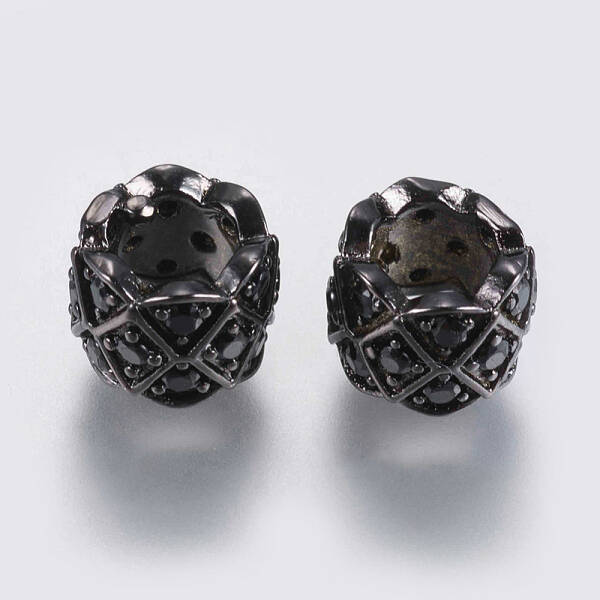 Brass Micro Pave Cubic Zirconia Beads